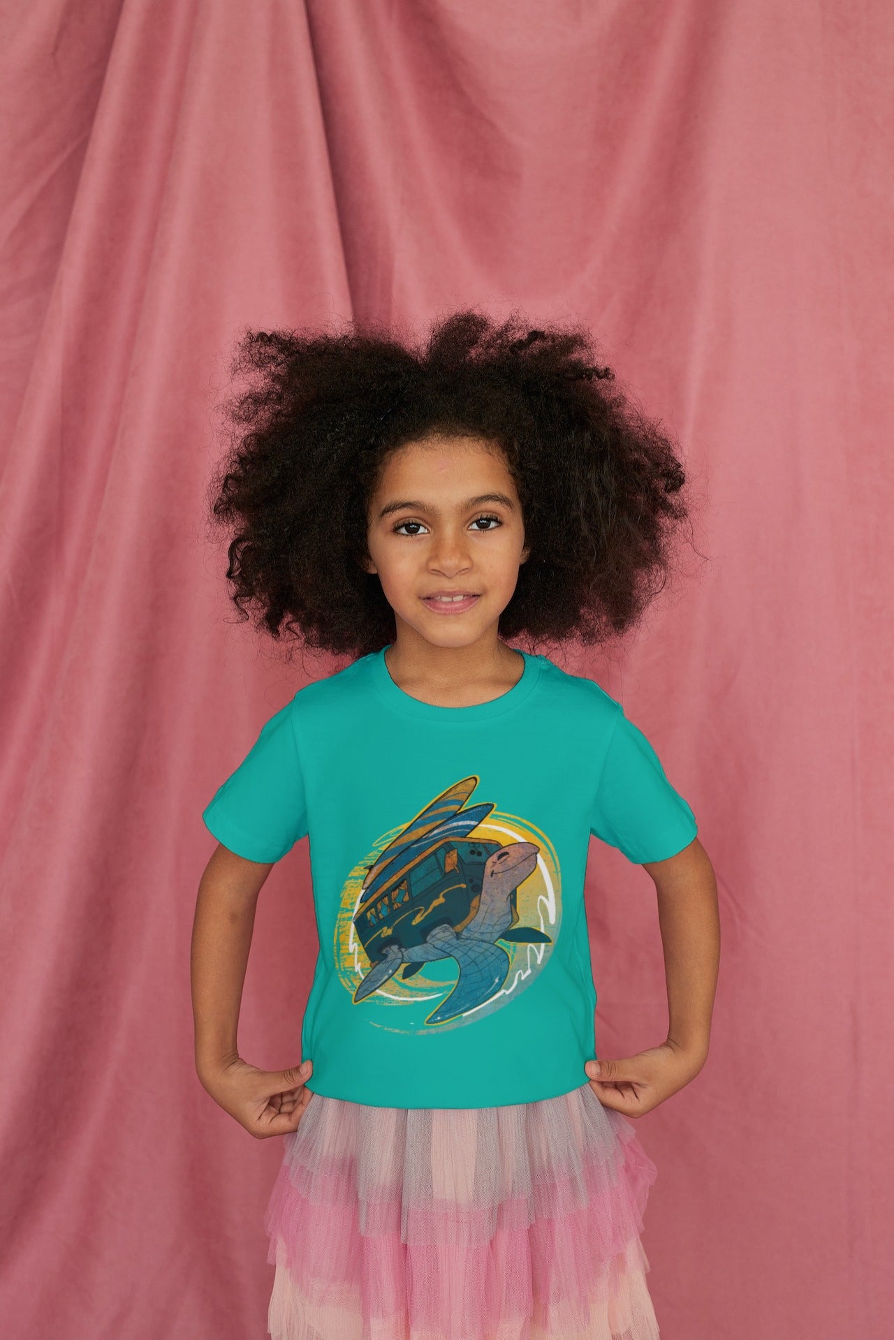 Kids Surfer Turtle Kombi T- Shirt