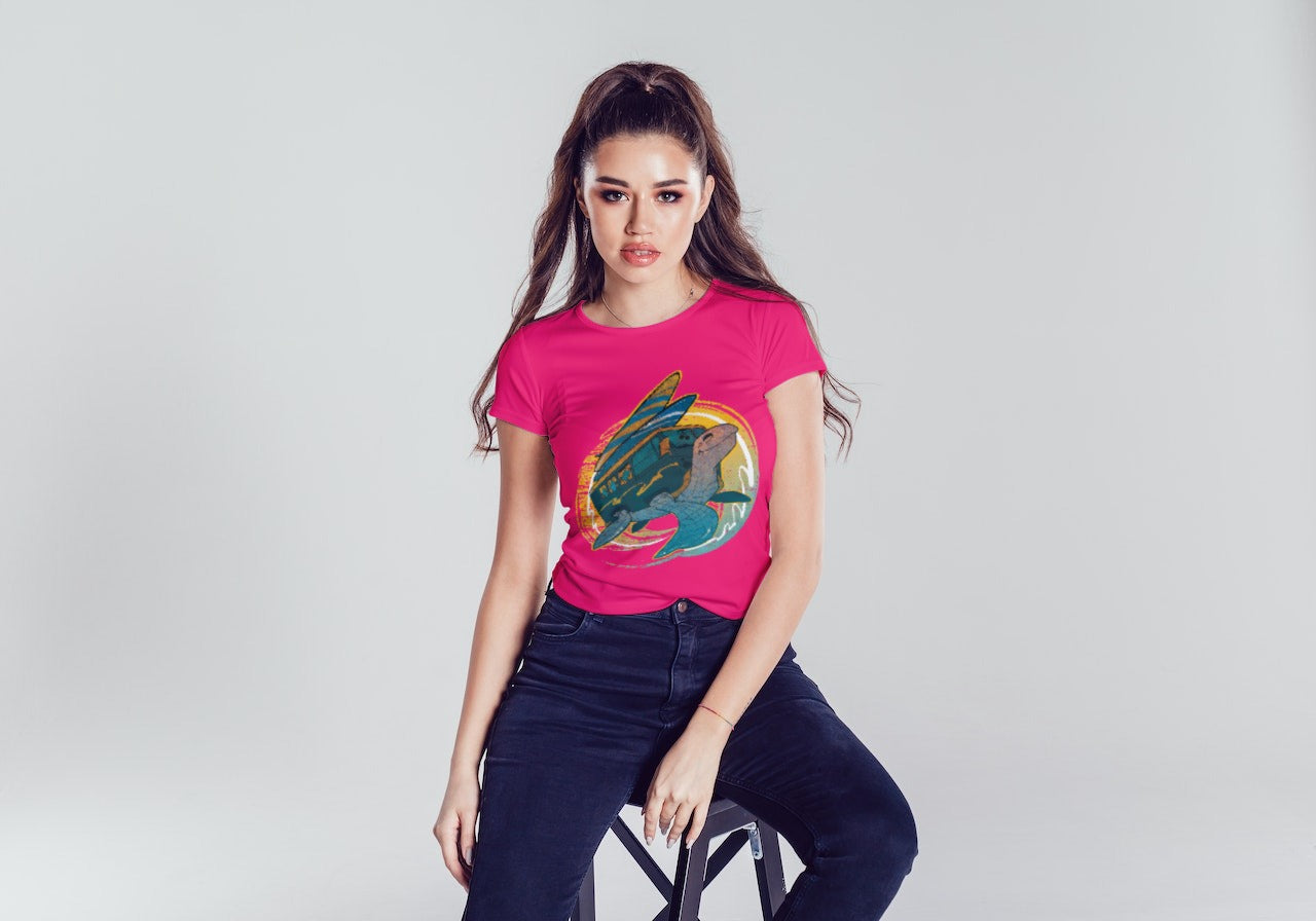 Turtle Surfer Kombi T Shirt - ( Ladies Fit)